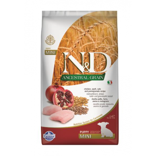 Farmina N&D Dog AG Puppy Mini, Chicken, spelt, oats & pomegranate 2,5kg Farmina N&D Dog AG Puppy Mini, Chicken, spelt, oats & pomegranate 2,5kg