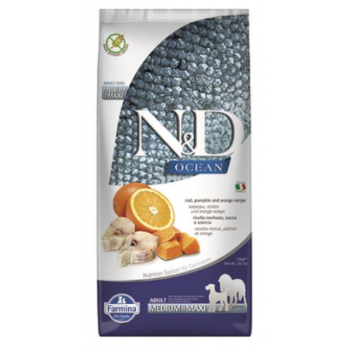 Farmina N&D Dog OCEAN PUMPKIN (GF) Adult Medium & Maxi, Codfish & orange 12kg Farmina N&D Dog OCEAN PUMPKIN (GF) Adult Medium & Maxi, Codfish & orange 12kg