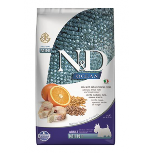 Farmina N&D Dog OCEAN (AG) Adult Mini, Codfish, spelt, oats & orange 2,5kg Farmina N&D Dog OCEAN (AG) Adult Mini, Codfish, spelt, oats & orange 2,5kg