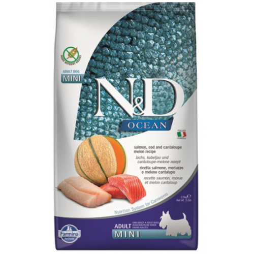 Farmina N&D Dog OCEAN (GF) Adult Mini, Salmon, Cod & cantaloupe melon 2,5kg