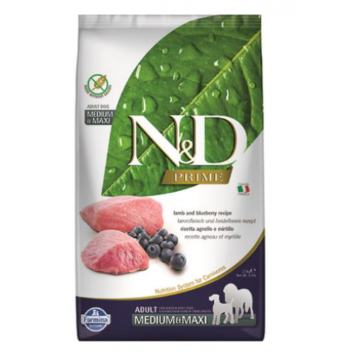 Farmina N&D Dog PRIME (GF) Adult Medium & Maxi, Lamb & blueberry 2,5kg Farmina N&D Dog PRIME (GF) Adult Medium & Maxi, Lamb & blueberry 2,5kg