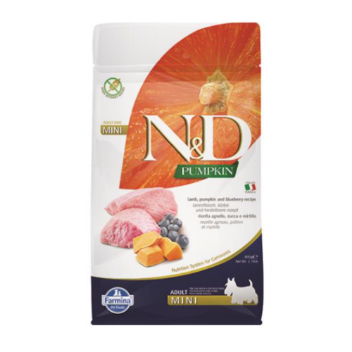 Farmina N&D Dog PUMPKIN (GF) Adult Mini, Lamb & blueberry 0,8kg Farmina N&D Dog PUMPKIN (GF) Adult Mini, Lamb & blueberry 0,8kg