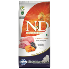 Farmina N&D Dog PUMPKIN (GF) Puppy Medium & Maxi, Lamb & blueberry 12kg