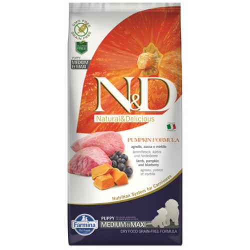 Farmina N&D Dog PUMPKIN (GF) Puppy Medium & Maxi, Lamb & blueberry 12kg Farmina N&D Dog PUMPKIN (GF) Puppy Medium & Maxi, Lamb & blueberry 12kg