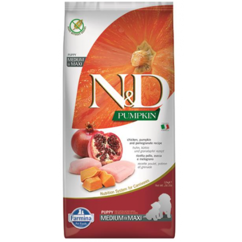 Farmina N&D Dog PUMPKIN (GF) Puppy Medium & Maxi, Chicken & pomegranate 12kg Farmina N&D Dog PUMPKIN (GF) Puppy Medium & Maxi, Chicken & pomegranate 12kg