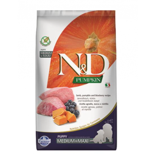 Farmina N&D Dog PUMPKIN (GF) Puppy Medium & Maxi, Lamb & blueberry 2,5kg Farmina N&D Dog PUMPKIN (GF) Puppy Medium & Maxi, Lamb & blueberry 2,5kg