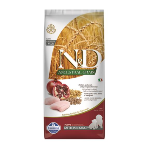 Farmina N&D Dog AG Puppy Medium & Maxi, Chicken, spelt, oats & pomegranate 12kg