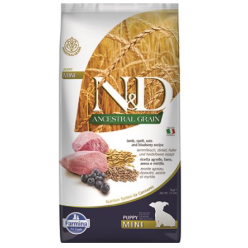 Farmina N&D Dog AG Puppy Mini, Lamb, spelt, oats & blueberry 7kg Farmina N&D Dog AG Puppy Mini, Lamb, spelt, oats & blueberry 7kg