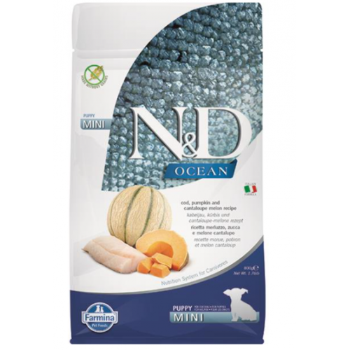 Farmina N&D Dog OCEAN PUMPKIN (GF) Puppy Mini, Cod & cantaloupe melon 0,8kg Farmina N&D Dog OCEAN PUMPKIN (GF) Puppy Mini, Cod & cantaloupe melon 0,8kg