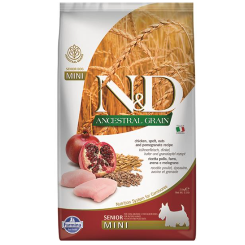 Farmina N&D Dog AG Senior Mini, Chicken, spelt, oats & pomegranate 2,5kg Farmina N&D Dog AG Senior Mini, Chicken, spelt, oats & pomegranate 2,5kg