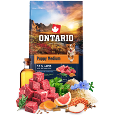 Ontario Puppy Medium Lamb & Brown Rice 6,5kg