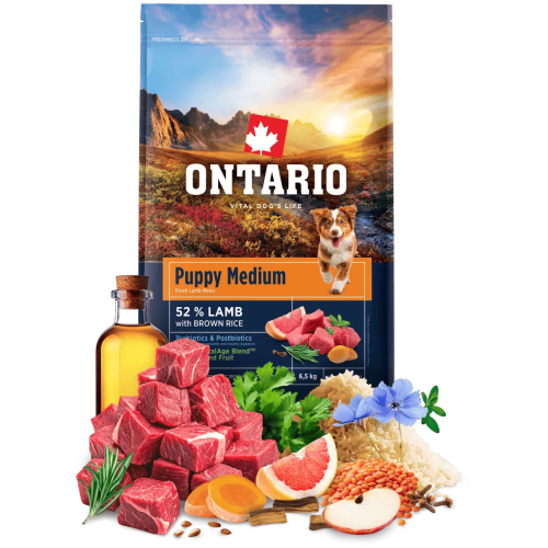 Ontario Puppy Medium Lamb & Brown Rice 6,5kg