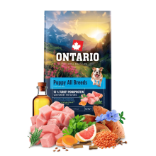 Ontario Puppy & Junior All Breeds Monoprotein Turkey & Sweet Potatoes 6,5kg