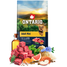 Ontario granuly Adult Mini jahňa a hnedá ryža 6,5 kg