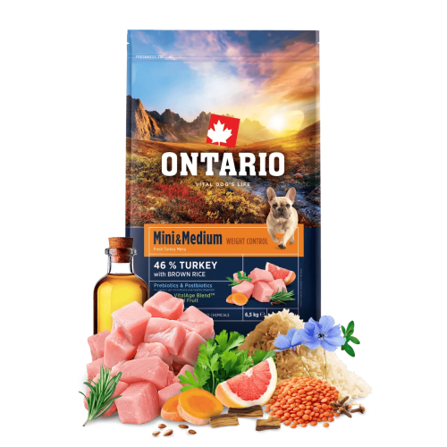 Ontario Mini & Medium Weight Control Turkey & Brown Rice 6,5kg Ontario Mini & Medium Weight Control Turkey & Brown Rice 6,5kg