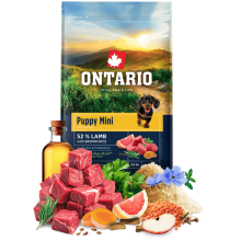 Ontario granuly Puppy Mini jahňa a hnedá ryža 6,5 kg