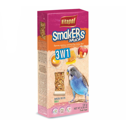 Vitapol Smakers 2 + 1 tyčiniek pre andulky 130 g Vitapol Smakers 2 + 1 tyčiniek pre andulky 130 g