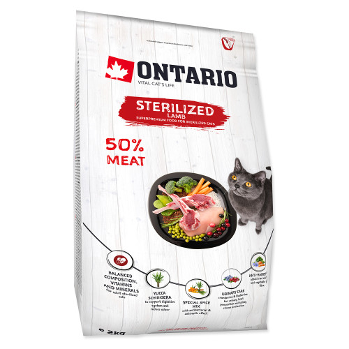 ONTARIO Cat Sterilised Lamb granule pre mačky 2 kg ONTARIO Cat Sterilised Lamb granule pre mačky 2 kg