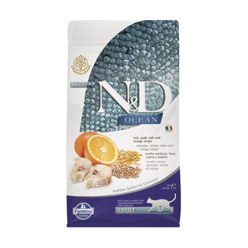Farmina N&D cat OCEAN (AG) adult, codfish, spelt, oats & orange 1,5 kg Farmina N&D cat OCEAN (AG) adult, codfish, spelt, oats & orange 1,5 kg