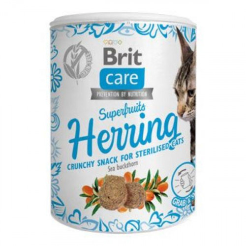 Brit Care snack pre sterilizované mačky Superfruits sleď 100g Brit Care snack pre sterilizované mačky Superfruits sleď 100g