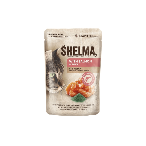 Shelma kapsička pre mačky lososová 85 g Shelma kapsička pre mačky lososová 85 g