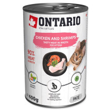 Ontario konzerva pre mačiatka Chicken & Schrimps 400g