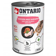 Ontario konzerva pre mačiatka Chicken & Schrimps 400g