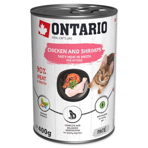 Ontario konzerva pre mačiatka Chicken & Schrimps 400g Ontario konzerva pre mačiatka Chicken & Schrimps 400g