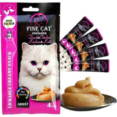 Fine Cat Exclusive krémová desiata pre mačky kačka & kura 4× 15 g