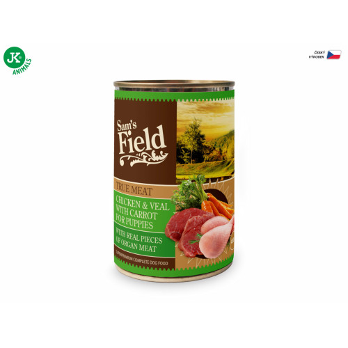 Sam's Field superprémiová konzerva z pravého kuracieho mäsa pre šteniatka, 400 g Sam's Field superprémiová konzerva z pravého kuracieho mäsa pre šteniatka, 400 g