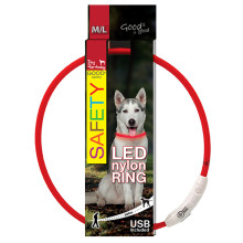 Dog Fantasy obojok LED nylon červený 65 cm
